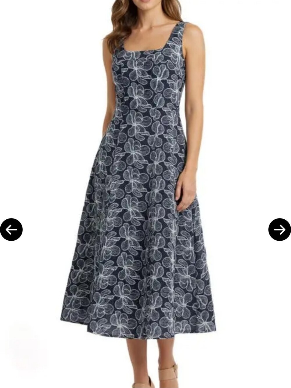 Mila MAE  Floral Embroidered DENIM Fit & Flare Dress
